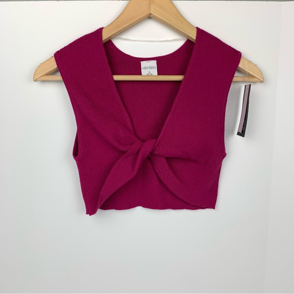 Wild Fable Ribbed Plum Purple Twist Crop Top Size Medium